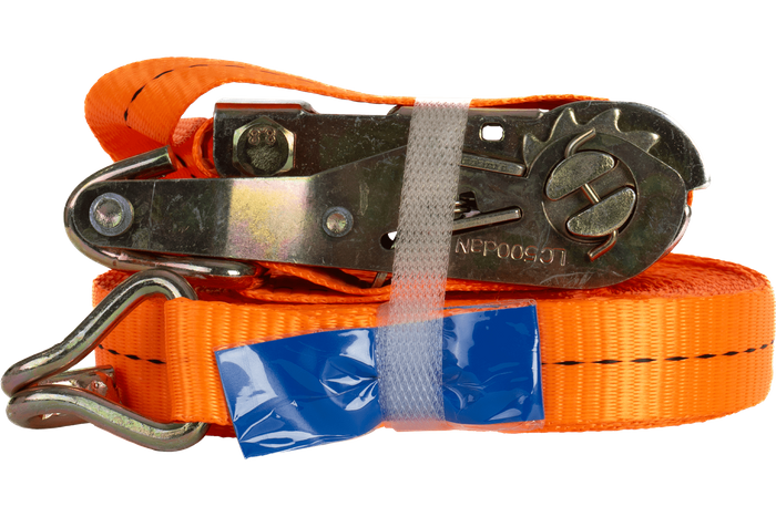 Sett med fire UNITRAILER 12m/25mm/1t oransje transportbelter med strammer