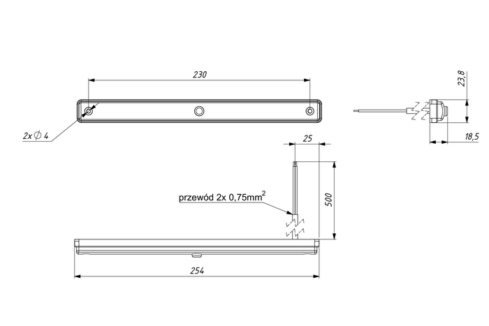HORPOL LWD3106 LED 270 lm innvendig billampe med bryter