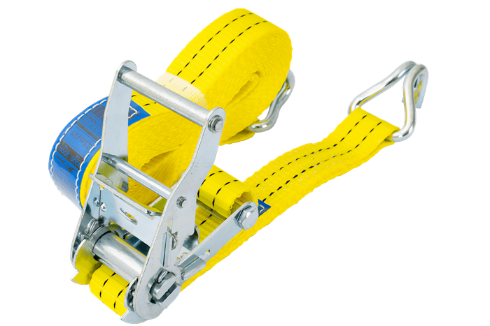 Sett med fire UNITRAILER 6m/35mm/2t gule transportbelter med strammer