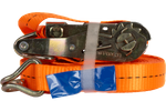 Sett med fire UNITRAILER 12m/25mm/1t oransje transportbelter med strammer