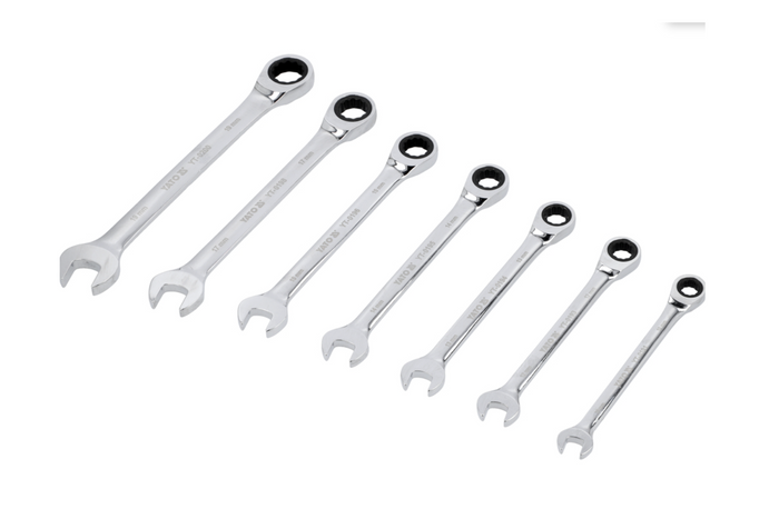 YATO YT-0208 skrallekombinasjonsnøkler 10-19mm 7 stk.