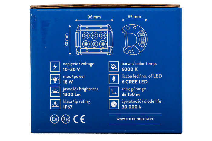 LED-arbeidslampereflektor TT TECHNOLOGY TT.28018F 6xLED 1300lm