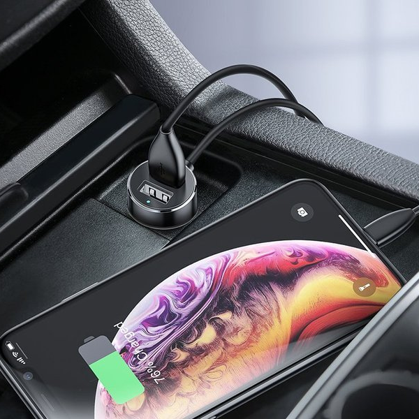 BASEUS høyeffektiv billader 2x USB + 2x sigarettenneruttak 80W