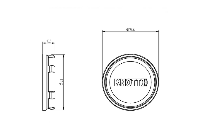 KNOTT 75mm navlagerdeksel for aluminiumsfelger