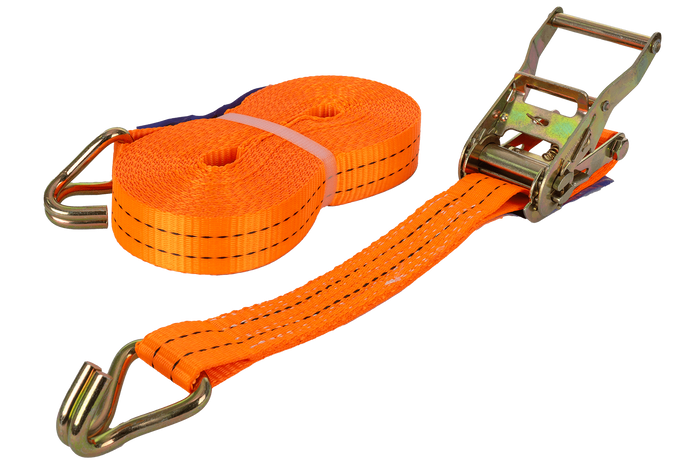 Sett med fire UNITRAILER 12m/35mm/2t oransje transportbelter med strammer