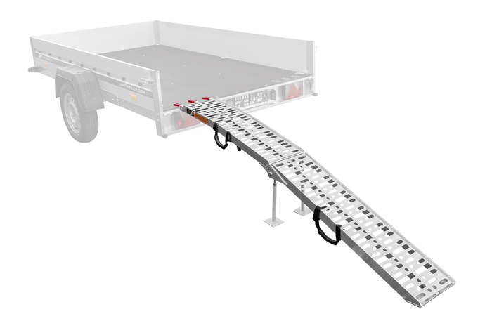 UNITRAILER ALR003 sammenleggbar rampe aluminiumsrampe for tilhenger 221 cm 340 kg med belte og støtte
