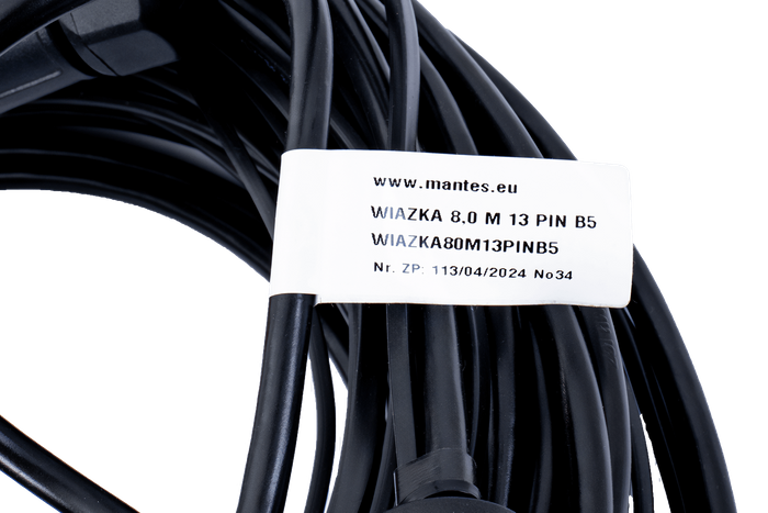 MANTES elektrisk installasjon, tilhenger trekkvogn sele, 8 m, 13-PIN støpsel, 2x 5-PIN bajonetter