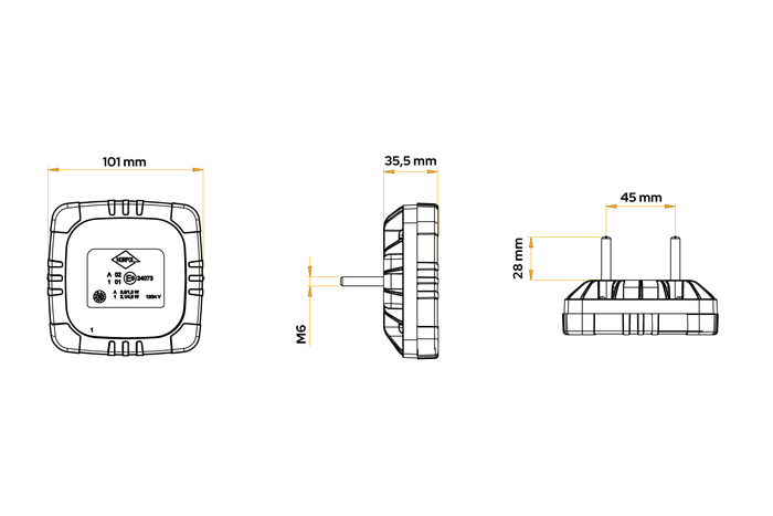 HORPOL ROCA LZD2800 LED-baklys 3 funksjoner universal
