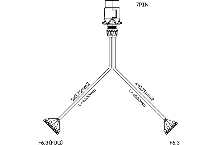 MANTES elektrisk installasjonskabel for tilhenger 4m 7PIN-plugg 6.3-kontakter