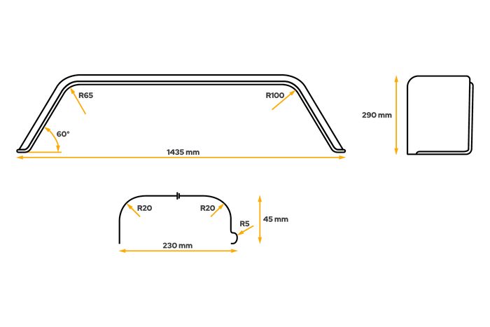 Tandem skjerm for tilhenger 13" CHORUS hjulbue 1435/230mm