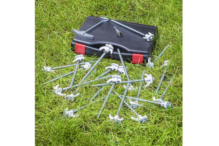 Sett med skruplugger til telt til ProPlus 365014 metallplugger med krok 20x20cm