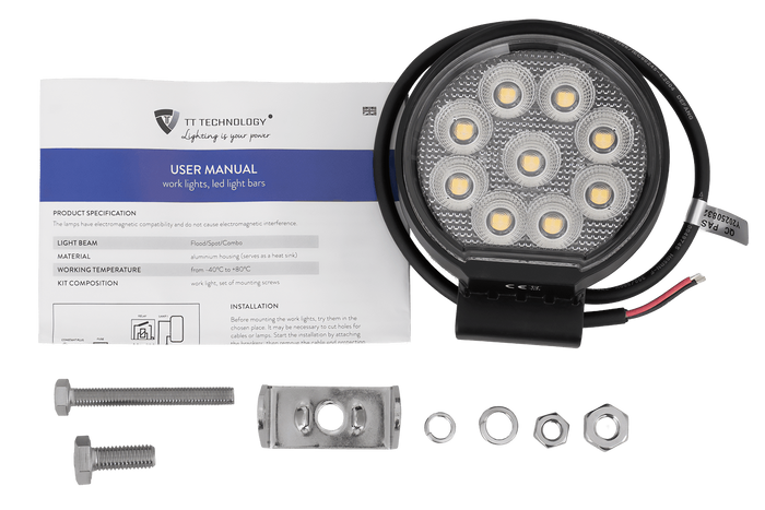 LED-arbeidslampereflektor TT TECHNOLOGY TT.13337 36xLED 2880lm rund