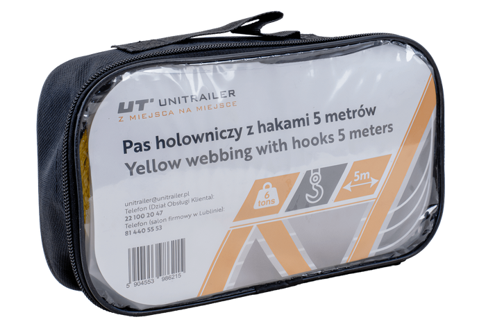 Slepetau med kroker UNITRAILER slepestropp 5m/50mm/6t gul