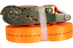 Sett med fire UNITRAILER 10m/25mm/1t oransje transportbelter med strammer