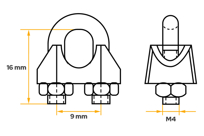 DROMET ZL.3 bueklemme for 3 mm tau