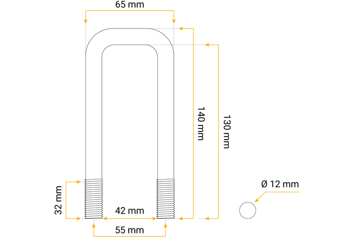Firkantklemme M12 130/42/130