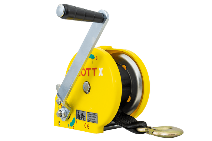 450 KG vinsj med KNOTT belte, gult kapsel