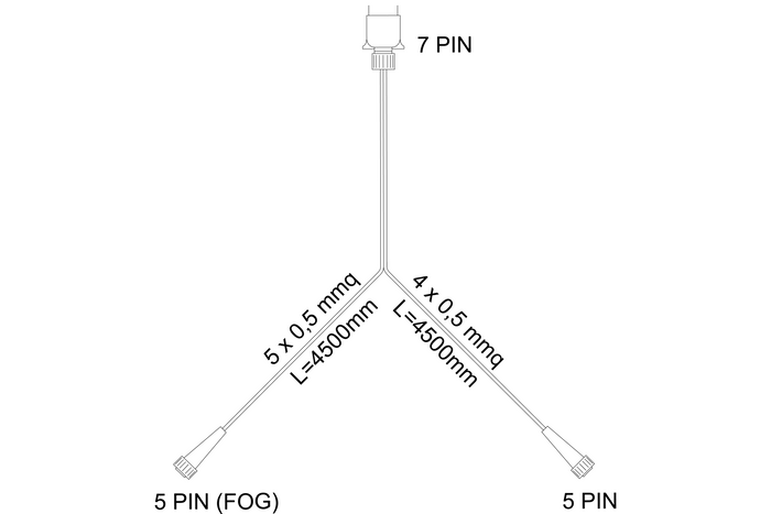 ASPÖCK 58-1022-087 elektrisk installasjon tilhengerledning 4,5 m 7PIN-plugg bajonetter 2x5PIN