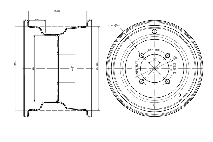 UNITRAILER stålfelg svart 5.5Ix8"H2 4x88 ET:-2
