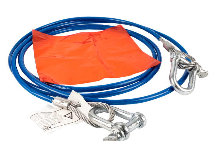 Slepetau med sjakler LAMPA ståltau 3,5m/6mm/3t blå