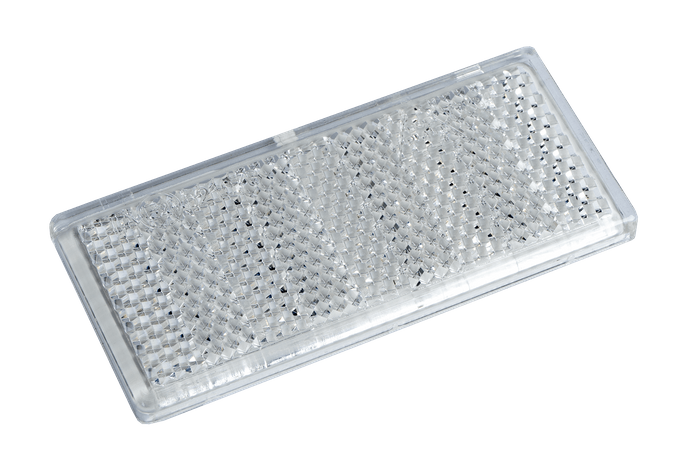 Hvite refleks 76x34 mm med selvklebende tape