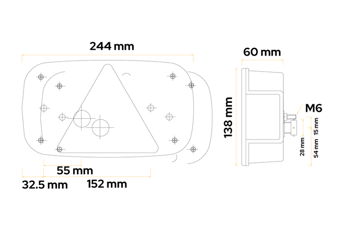 ASPÖCK Multipoint III baklykt, 8 funksjoner, venstre