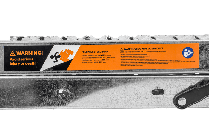 UNITRAILER ALR004B sammenleggbar rampe stålrampe for tilhenger 190 cm 200 kg
