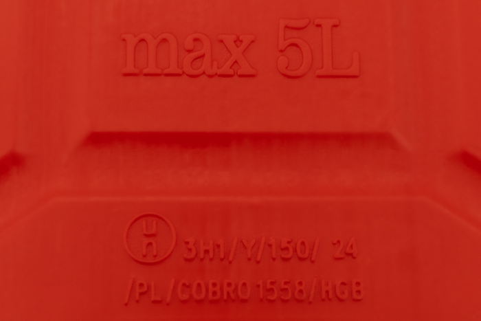 5L HERMON plastdunk med trakt, rød