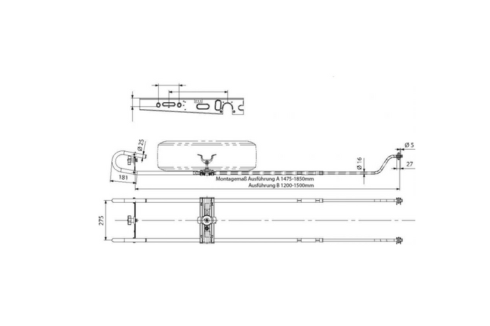 KNOTT reservehjulsholder hjulfeste for campingvogn 1200-1500mm