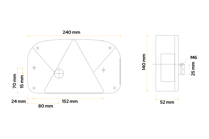 ASPÖCK Multipoint II baklykt, 6 funksjoner, høyre