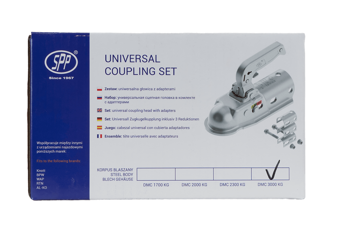 STEELPRESS BC-3000.1D-00-00+Z2 kulekobling for 3000 kg tilhenger med 35-50 mm rørformet dragstang