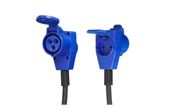 Adapter med Schuko-plugg for CEE-vinklet kontakt + Schuko-kontakt Proplus 373528 kabel 40 cm
