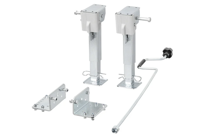 Sett med to uttrekkbare støtter med sveiv og ProPlus 361500-feste for 1000 kg flatbed-tilhenger 290–460 mm