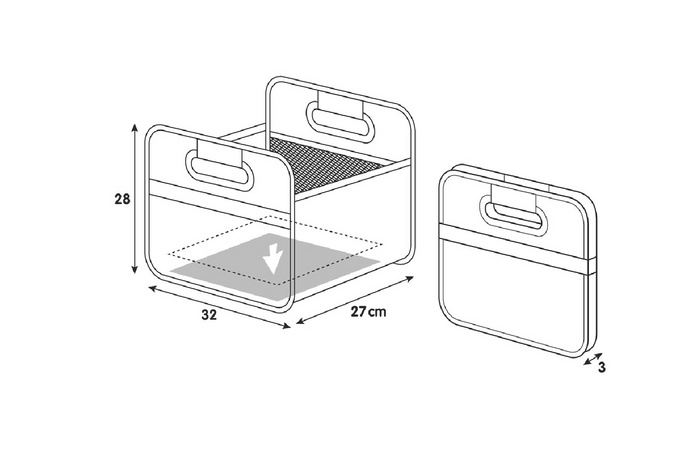 LAMPA Shop&Store M handlekurv sammenleggbar oppbevaringsbeholder 32x27cm