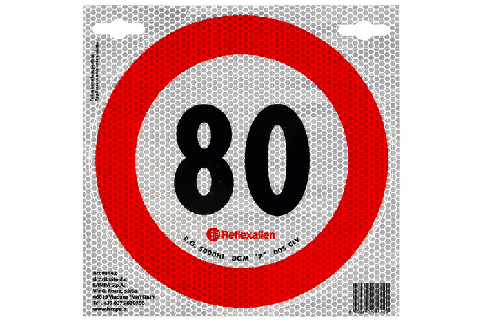 Reflekterende klistremerke LAMP fartsgrense 80 km/t skilt B-33