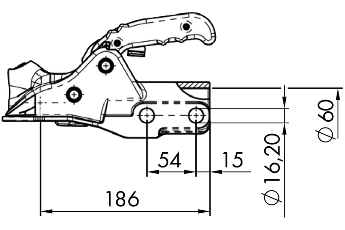 AL-KO AK351 kulefeste for en 3500 kg tilhenger med 60 mm rørdrag, støpejern