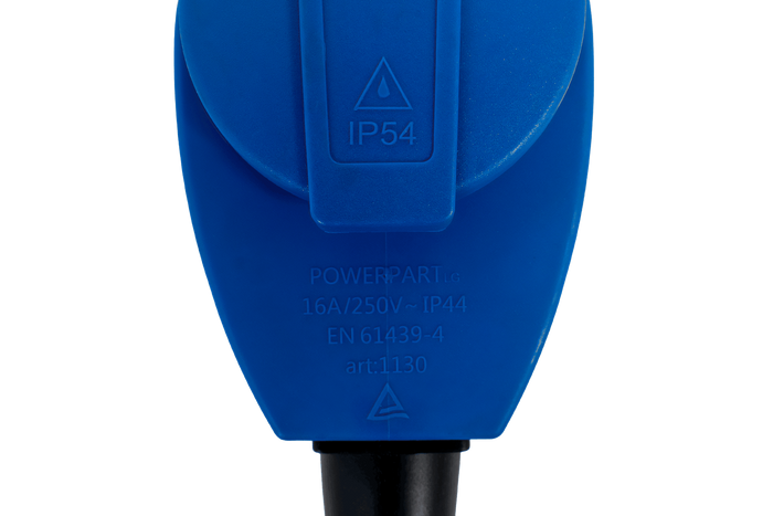 MANTES 2P+E vinklet CEE-plugg med ekstra stikkontakt 16A 230V