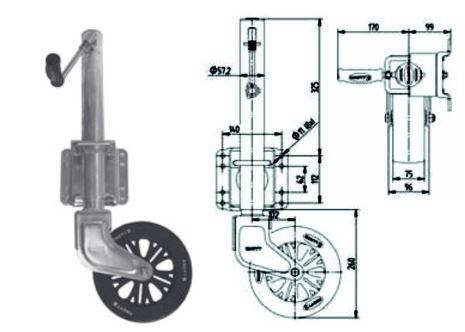 KNOTT støttehjul TK57 dreibart 500 kg