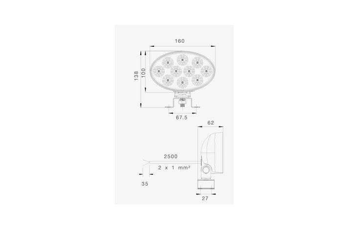 ASPÖCK 38-8200-007 LED-ryggelys oval universal