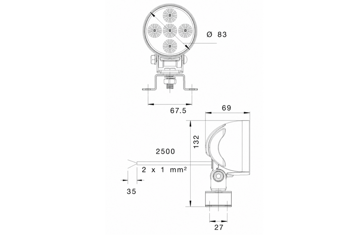 LED-arbeidslampereflektor ASPÖCK WORKPOINT 5xLED rund