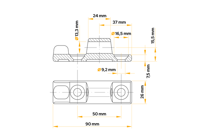 WINTERHOFF BSCH 40-1 tilhengerhengsel for montering på tilhengersiden