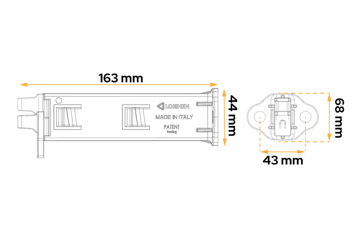 Sett med to sammenleggbare hjulklosser LOKHEN ORIGAMY 46 h: 190 mm / sett med håndtak