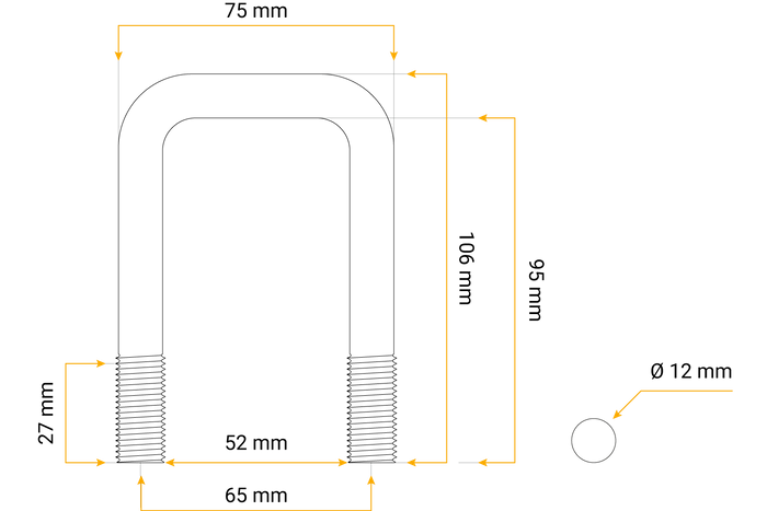 Firkantklemme M12 95/52/95