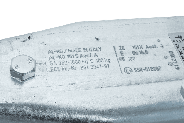 AL-KO 161S påløpsanordning med AK161 tilhengerfeste for en 1600 kg tilhenger med firkantet drag