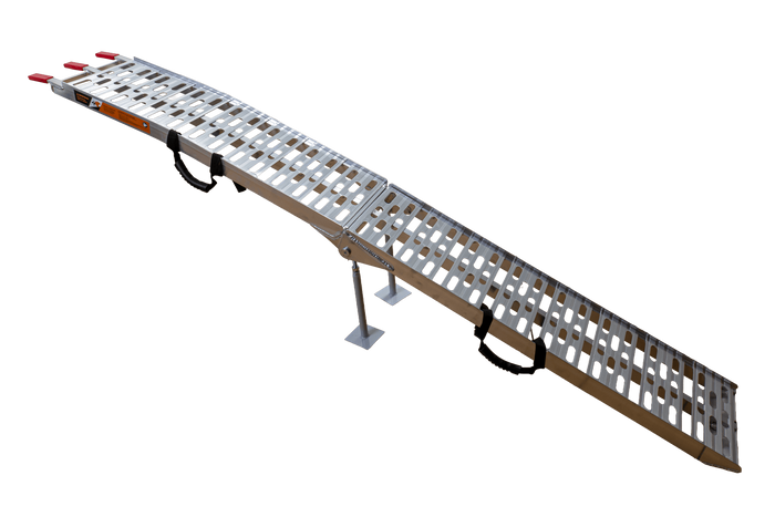 UNITRAILER ALR003 sammenleggbar rampe aluminiumsrampe for tilhenger 221 cm 340 kg med belte og støtte