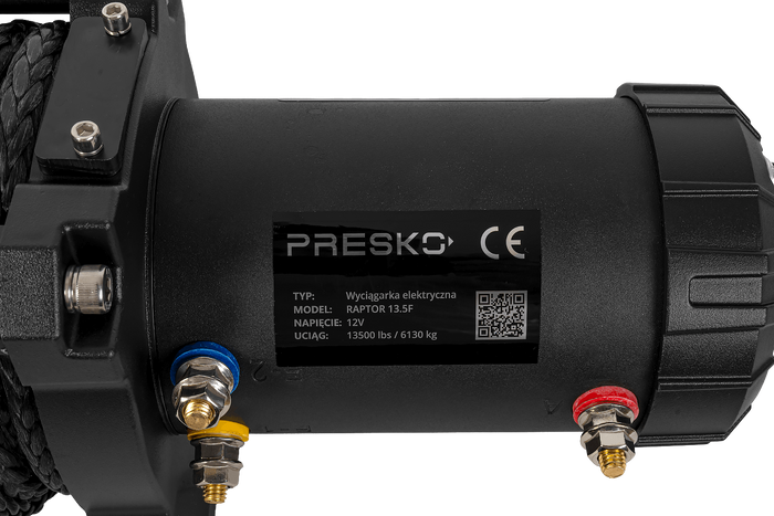 Elektrisk vinsj for PRESKO RAPTOR 13.5FS 12V 6130kg tilhenger med 24m tau