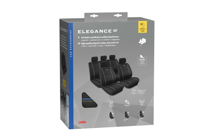 Sett med bilsetetrekk LAMPA Elegance blå, til for- og bakseter