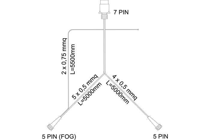 MANTES elektrisk installasjon, tilhengersele, 5m, 7-PIN støpsel, 2x 5-PIN bajonetter