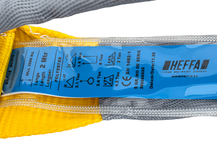 HEFFA kranslynge 2m/90mm/3t med løkker