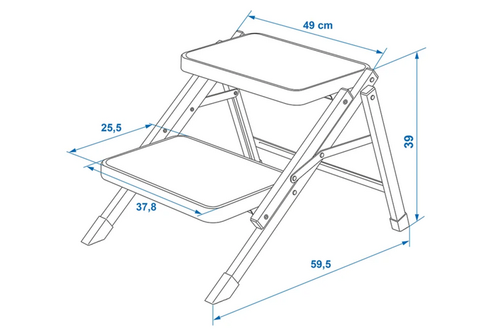 ProPlus 360823V01 Sammenleggbar campingtrapp To-trinns trappetrinn 150 kg
